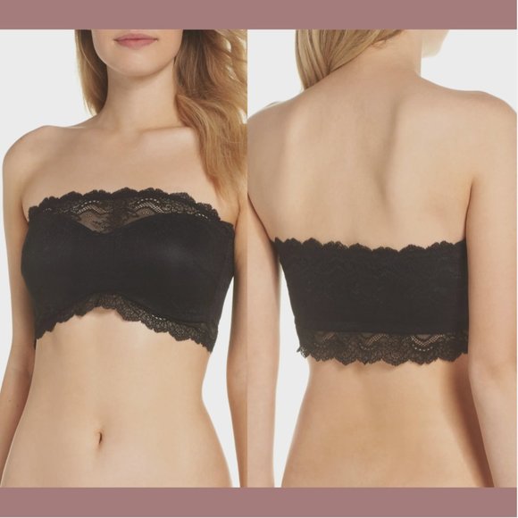 NWT $48 Spanx [ Medium ] Undie-Tectable Bandeau Lace‎ Bra Nude Black - Picture 1 of 10